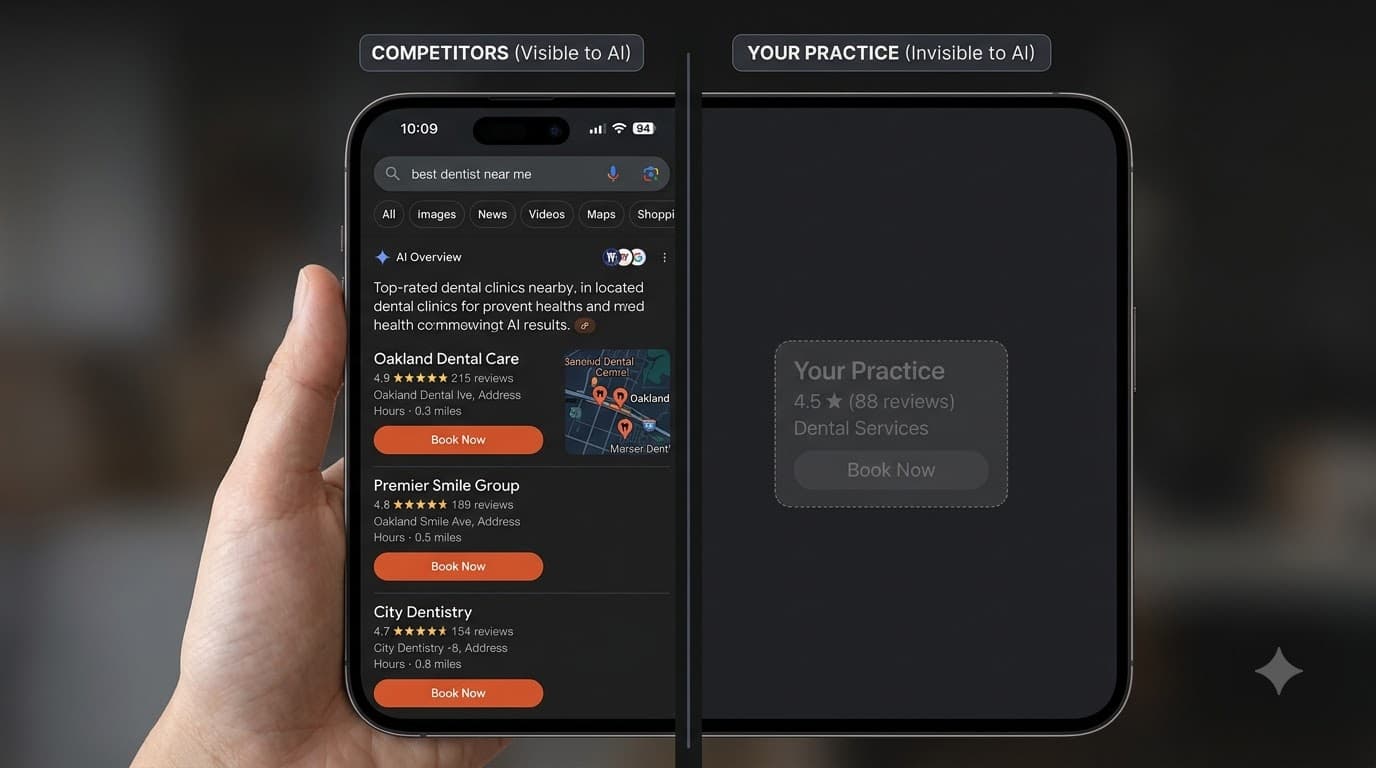 Competitors visible in Google Maps and AI search results while your practice is invisible
